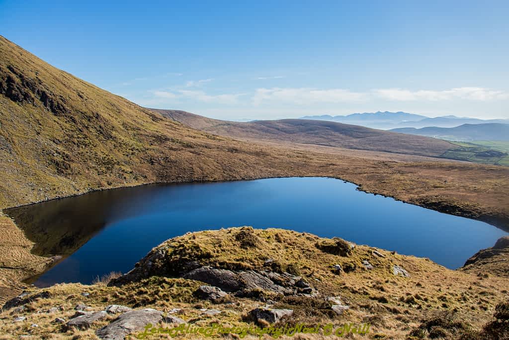 Beautiful landscape view on hillwalking route Bearna na Gaoithe Loop