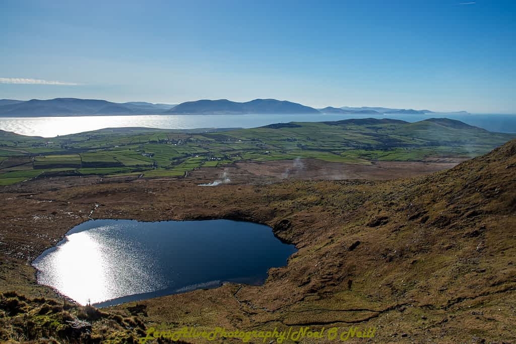 Beautiful landscape view on hillwalking route Bearna na Gaoithe Loop